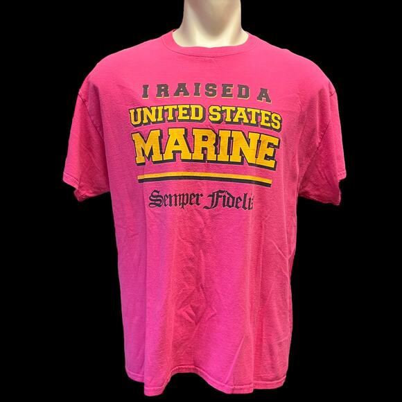 Vtg I Raised a United States Marine Semper Fi Men's XL Short Sleeve Shirt Gildan - Picture 1 of 8